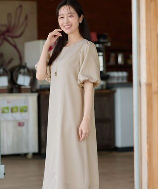 Tiaclasse L バックリボンワンピース ライトベージュ