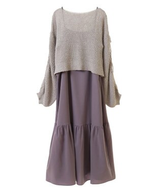 earth music&ecology ＳＥＴ２点透かしニット＋キャミワンピース Gray