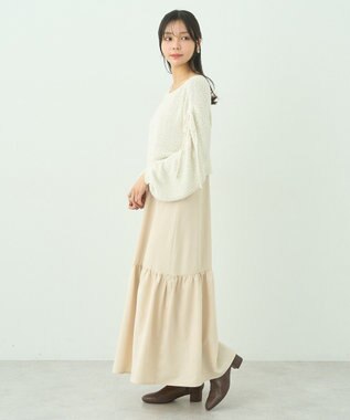 earth music&ecology ＳＥＴ２点透かしニット＋キャミワンピース Ivory