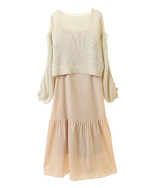 earth music&ecology ＳＥＴ２点透かしニット＋キャミワンピース Ivory