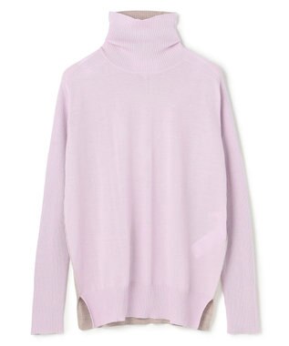 BEIGE， 【洗える・VERY NaVY12月号掲載】LA MONNAIE / バイカラーウールタートルニット Lilac × Taupe