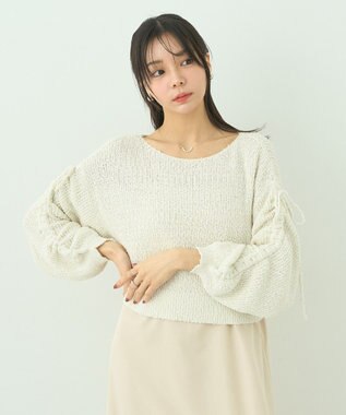 earth music&ecology ＳＥＴ２点透かしニット＋キャミワンピース Ivory