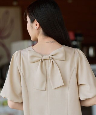 Tiaclasse L バックリボンワンピース ライトベージュ