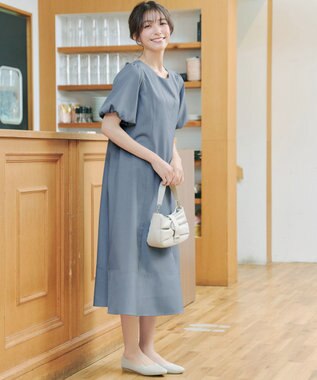 Tiaclasse L バックリボンワンピース ブルー