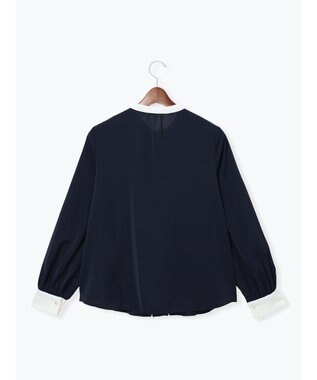 Te chichi パール釦フロントタックブラウス ネイビー