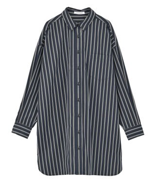 AMERICAN HOLIC イージーケアオーバーチュニックシャツ Stripe Navy