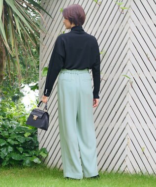 自由区 S 【洗える】ビンテージパールタートルネック カットソー ネイビー系