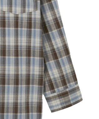 AMERICAN HOLIC フリンジヘム起毛チェックシャツ Check Blue