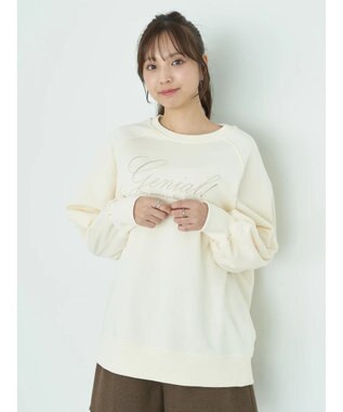 earth music&ecology 裏毛ロゴチュニック Ivory