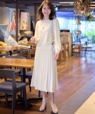 ANY SIS L 【セットアップ対応】スフレケーブルニット スカート アイボリー