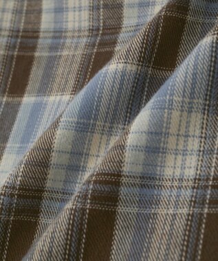 AMERICAN HOLIC フリンジヘム起毛チェックシャツ Check Blue