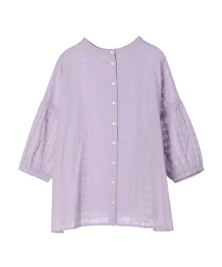 Green Parks インド綿 SET２点 刺繍７分丈ブラウス＋タンクトップ Purple