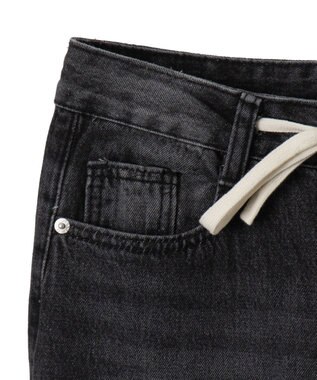 WEGO ドロストコードフレアデニム ブラック