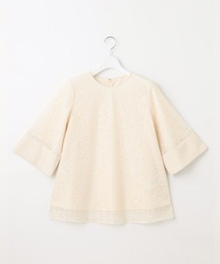 自由区 【セットアップ対応・洗える】ラッセルレース ブラウス ベージュ系