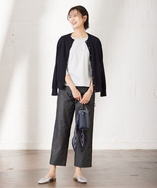 J.PRESS LADIES S 【洗える】 BASIC HI-COTTON カーディガン ネイビー系