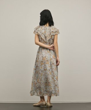 GRACE CONTINENTAL サラサプリントフリルカラーワンピース サックス