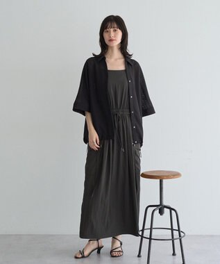 YECCA VECCA 　裾ドロストメッシュシャツ Black