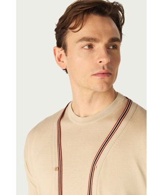 DAKS John Smedley for DAKS ハウスストライプカーディガン アーモンド