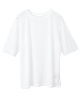 YECCA VECCA クルーネック5分袖シアートップス Off White