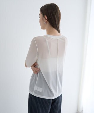 YECCA VECCA クルーネック5分袖シアートップス Off White