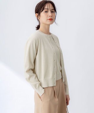 組曲 【WEB限定・2SET】5分袖ラメ入りアンサンブルニット ゴールド系