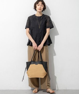 23区 【見上愛さん着用】ペーパーライクコンビ ショルダーバッグ (S) ブラック×ベージュ