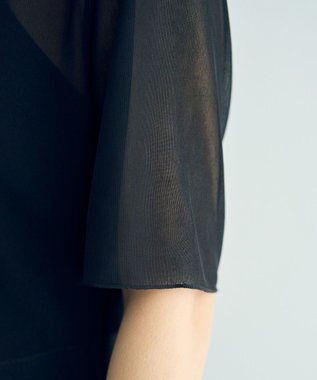 YECCA VECCA クルーネック5分袖シアートップス Black