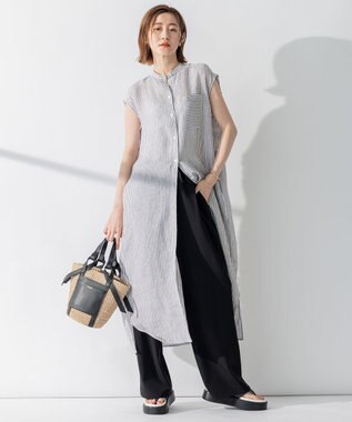 23区 L 【WEB限定/洗える】2WAYストレッチツイル ワイドパンツ ブラック系