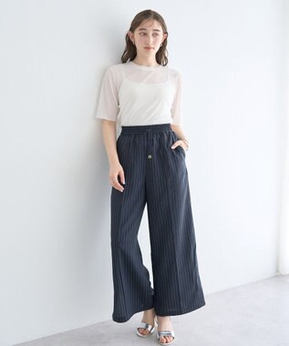 YECCA VECCA クルーネック5分袖シアートップス Off White