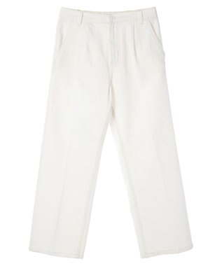 Green Parks ストレートタックデニムパンツ White