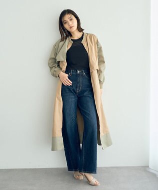 YECCA VECCA クルーネック5分袖シアートップス Black