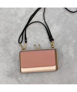 UNBILLION カシュカシュ cachecache / WEB限定カラーコンビウォレットショルダーバッグ ピンク