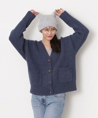 MOONBAT PAUL&JOE ACCESSOIRES(ポール&ジョー)ネコミミ シャギー ニット帽 ライトグレー