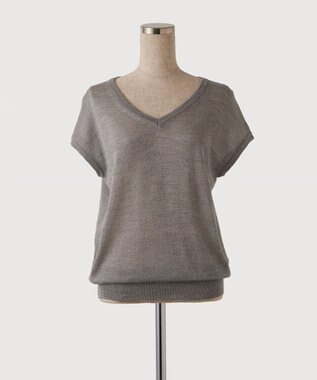 TOQUE 〈大草直子さんアドバイザー〉 【天然素材/2WAY】アルパカシルクニットVネックフレンチ グレー