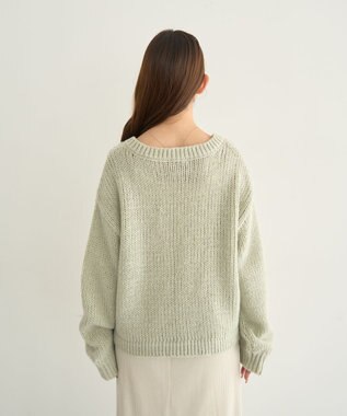 earth music&ecology フロントシャーリングニットプルオーバー ミント