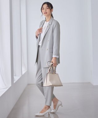 ANY L イージーケアライトストレッチダブルテーラードジャケット ライトグレー