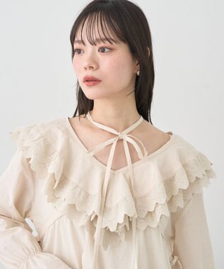 earth music&ecology 【綿100％】サイドリボンラッフルミニワンピース Ecru