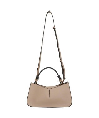 INTER-CHAUSSURES 【LORISTELLA】Vカットレザー２WAYハンドバッグ ライトベージュ