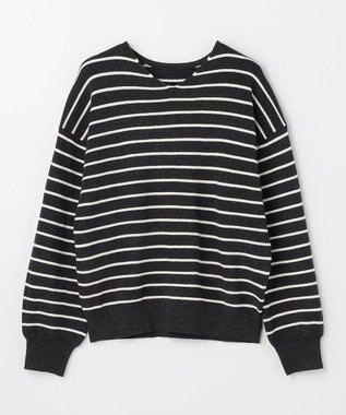 ANY 【8色展開】Vネックデイリーニット チャコール×オフ