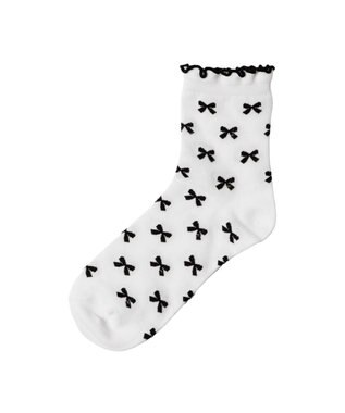 WEGO モチーフ総柄メロークルーソックス ホワイト