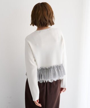 YECCA VECCA レースレイヤードラッフルカーディガン Off White
