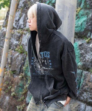 WEGO 【ユニセックス着用ITEM/MLサイズ展開】パウダーブリーチグラフィックZIPパーカー 柄3