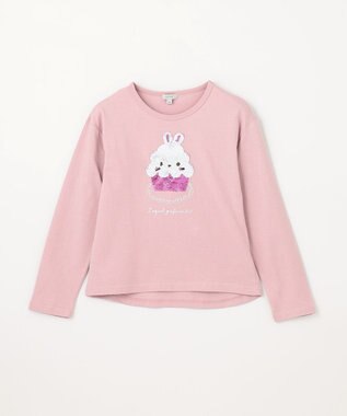 ANY KIDS ミラクルスパンコール 長袖 Ｔシャツ ピンク×ケーキ