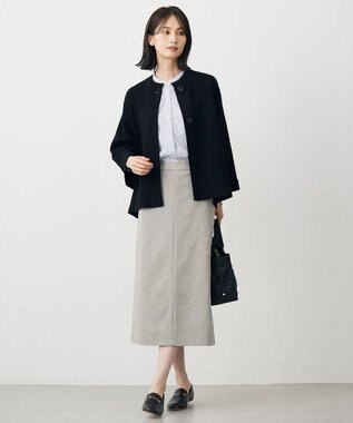 J.PRESS LADIES BEZ ドビーストライプ バンドカラー ブラウス ホワイト×パープル×ネイビー系