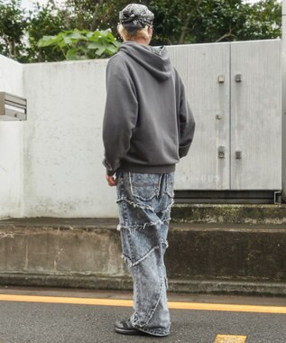 WEGO ダーツフリンジデニムパンツ デニム淡加工色