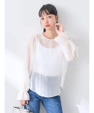 earth music&ecology キャンディースリーブシアーブラウス Off White