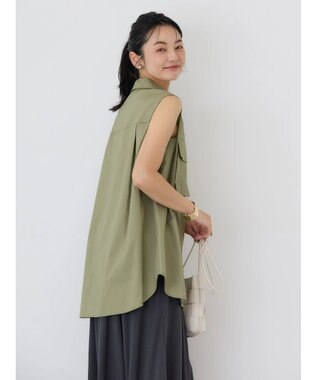 AMERICAN HOLIC ノースリーブＷポケットシャツ Khaki