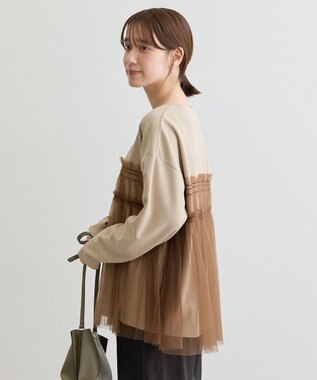 Green Parks ・ＥＬＥＮＣＡＲＥ　ＤＵＥ　チュールレイヤープルオーバ Gray Beige