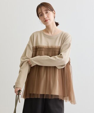 Green Parks ・ＥＬＥＮＣＡＲＥ　ＤＵＥ　チュールレイヤープルオーバ Gray Beige