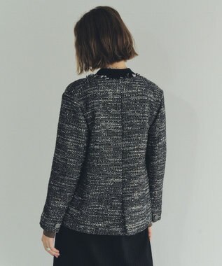 YECCA VECCA ノーカラーツイードジャケット Black